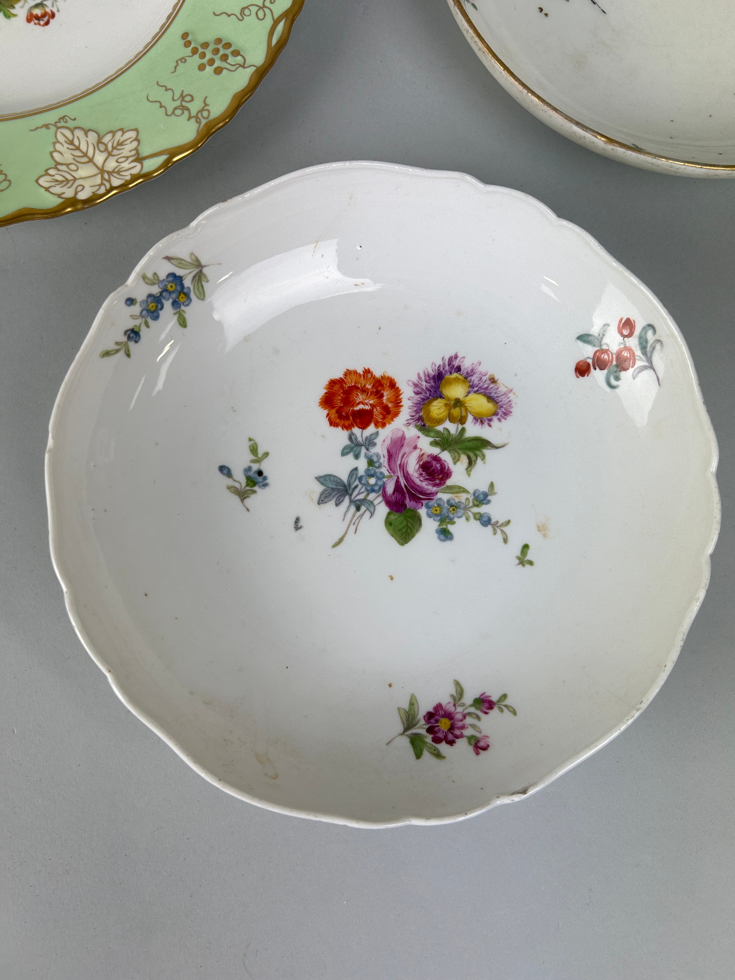 THREE CERAMIC PLATES TO INCLUDE MEISSEN, SEVRES AND ROYAL CROWN DERBY, Meissen and Sevres plates, - Image 2 of 5