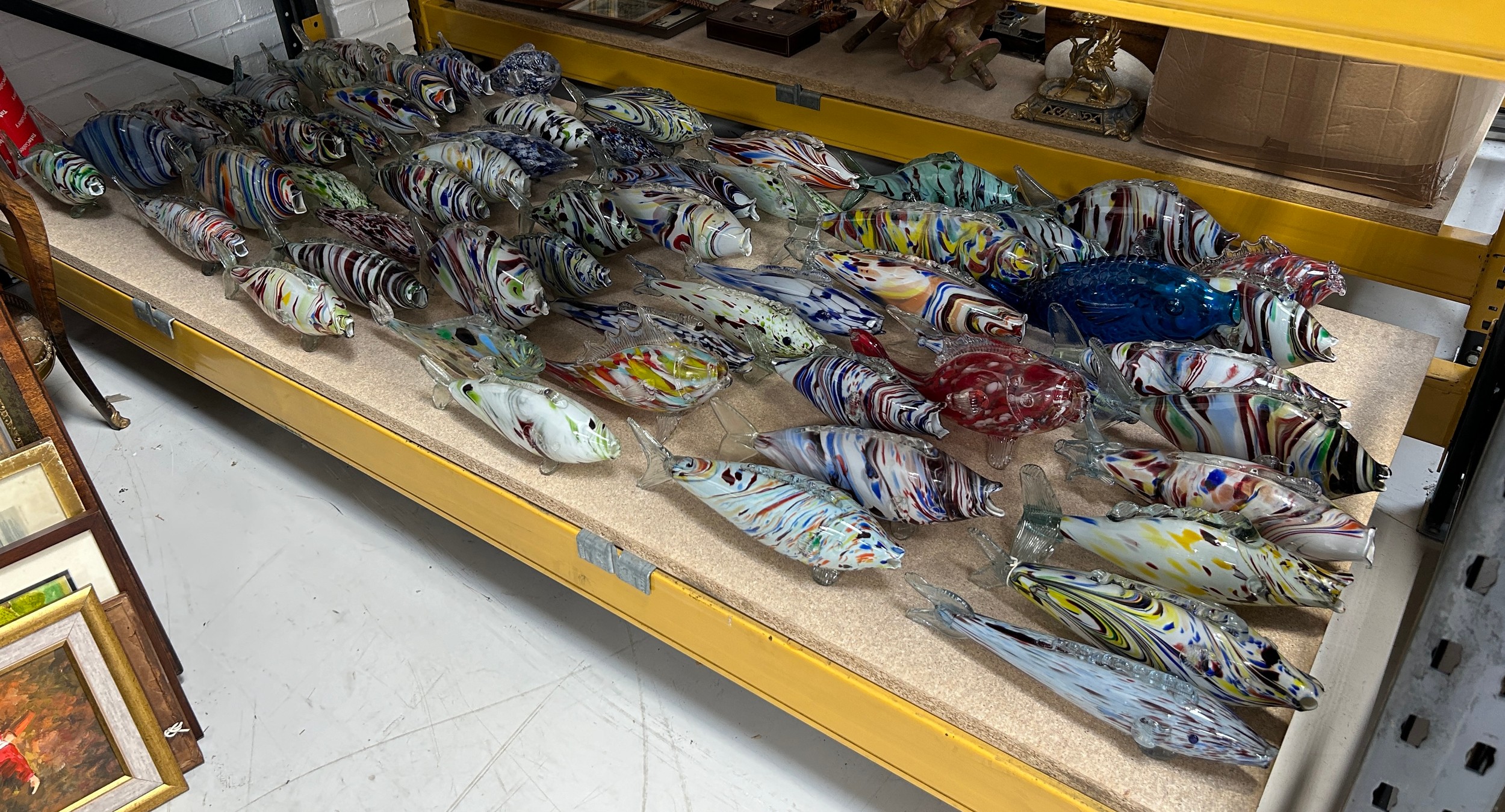 A COLLECTION OF FIFTY EIGHT MEDIUM SIZED GLASS FISH (58) Largest 45cm L - Image 2 of 5