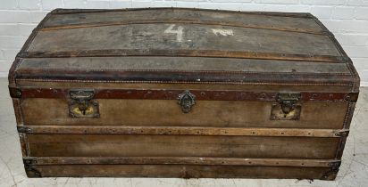 A 19TH CENTURY FRENCH MALLES MOYNAT DOMED TOP TRUNK BELONGING TO THE FAMED MUNTHE FAMILY, FROM