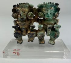 A PRE-COLUMBIAN TUMAGA OF TWIN CONJOINED SHAMANS, From Costa Rica/Panama, Veraguas-Greater Chiriquí.