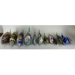 A COLLECTION OF TWELVE GLASS FISH, Small and medium sizes.