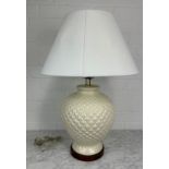 RALPH LAUREN: A CERAMIC TABLE LAMP, 36cm H With shade 66cm H