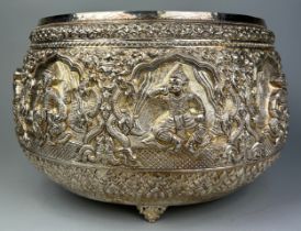 A LARGE INDIAN SILVER BOWL, 36cm x 20cm Weight: 3100gms