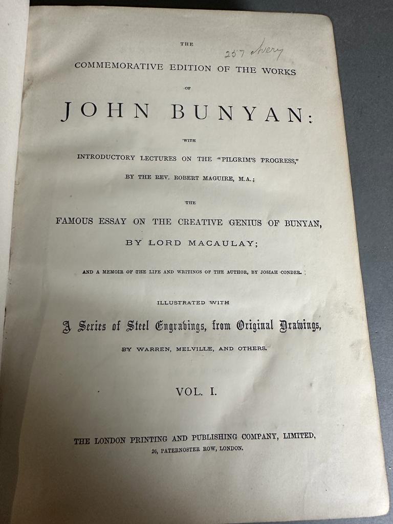 Bunyan's Works: The commemorative edition of the woks of John Bunyan in two volumes by the London - Image 4 of 6