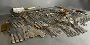 A selection of silverplated flatware, various styles and makers