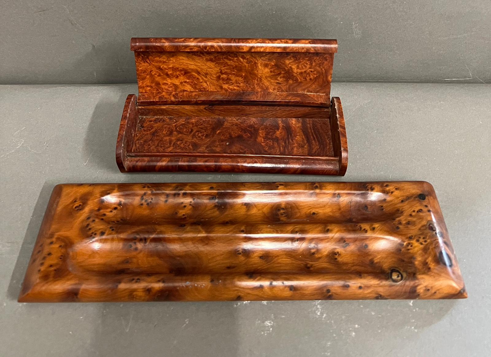 A burr walnut pen holder and case