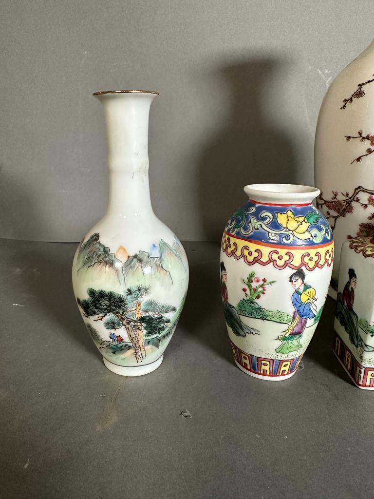 A selection of miniature Chinese vases and one larger one - Image 6 of 6