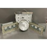 A selection of decorative items to include candle holders and clock