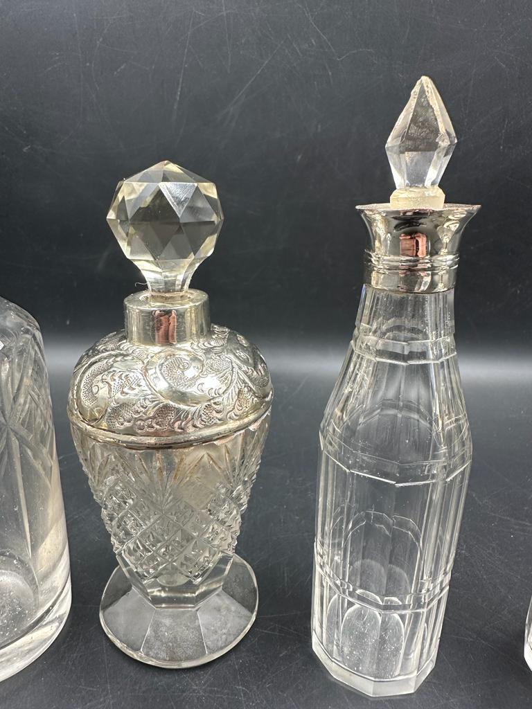 Six white metal and silver plate cut glass bottle to include perfume bottles and salt cellars - Image 8 of 10