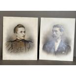 A pair of on glass Victorian portrait photographs.