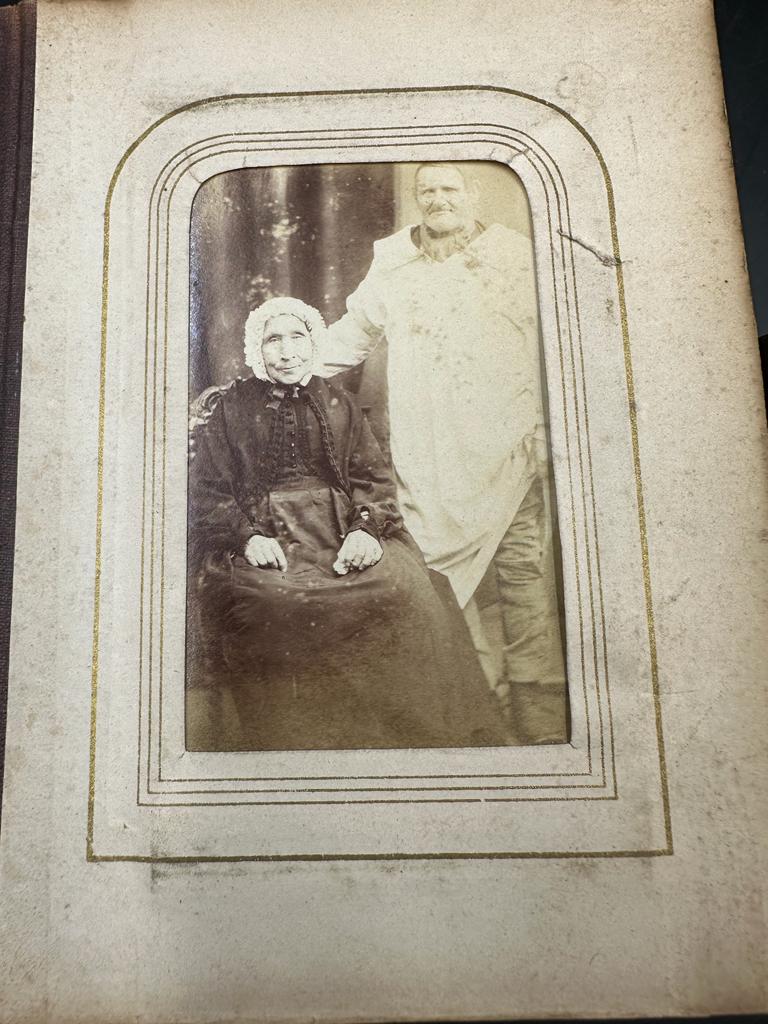 A red leather Victorian photograph album with contents - Image 3 of 8