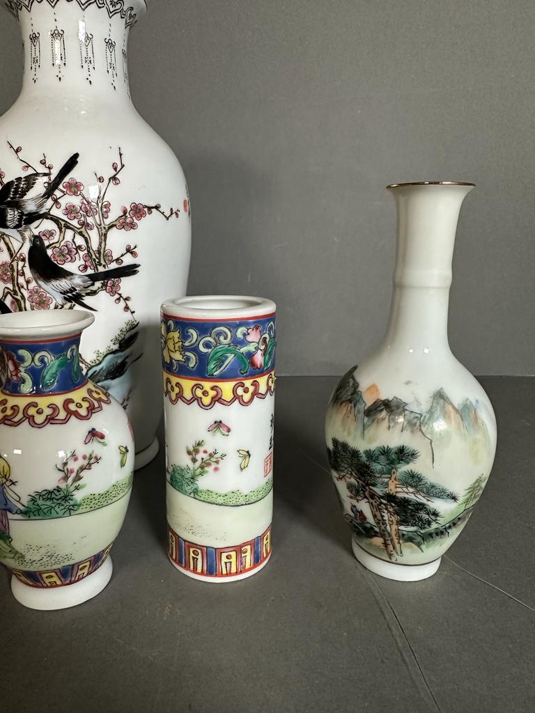 A selection of miniature Chinese vases and one larger one - Image 5 of 6