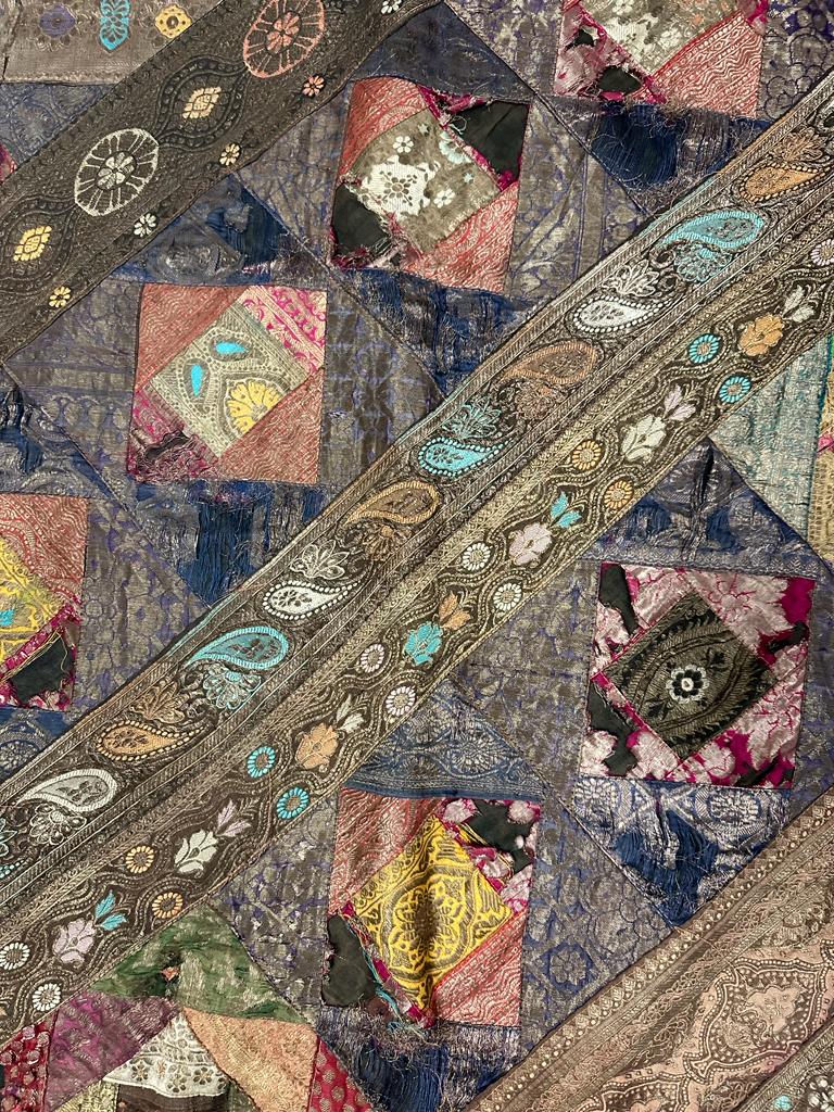 A Persian embroidered textile in cottons and silks 265cm x 224cm - Image 2 of 5