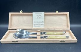 A boxed Laguiole salad set by Jean Dubost