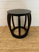 A black wooden barrel side table (H46cm Dia39cm)