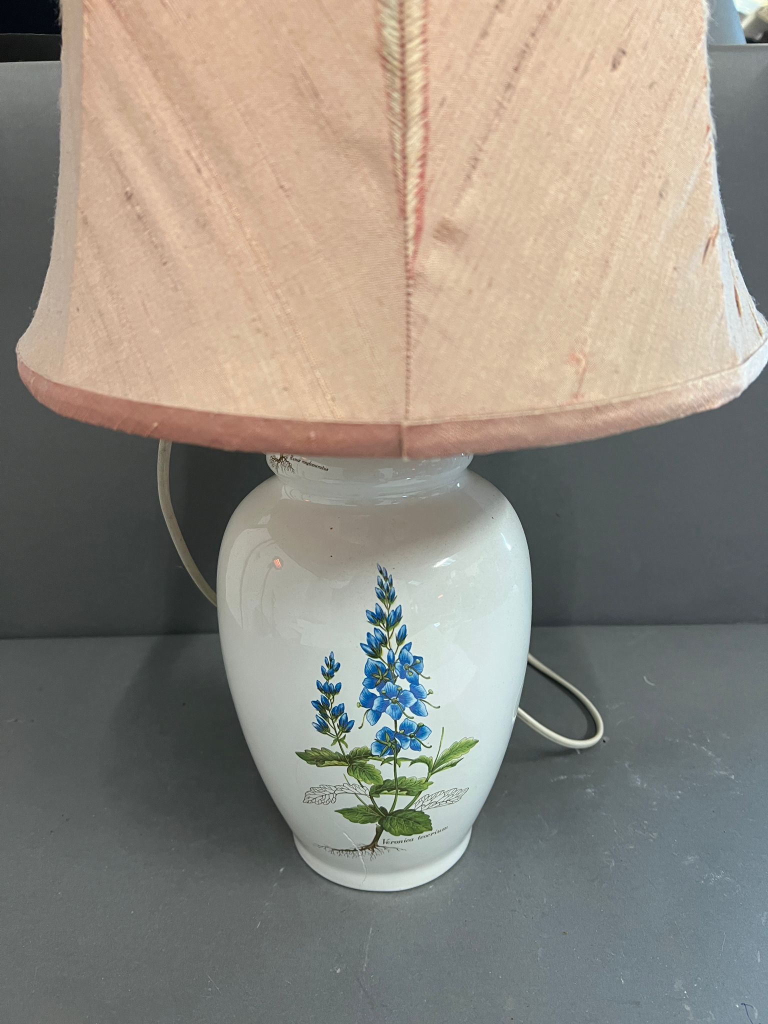 A floral table lamp