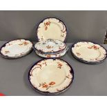 Eight Doulton Rococo dinner plates and one lidded serving dish Condition Report crazing, stains,