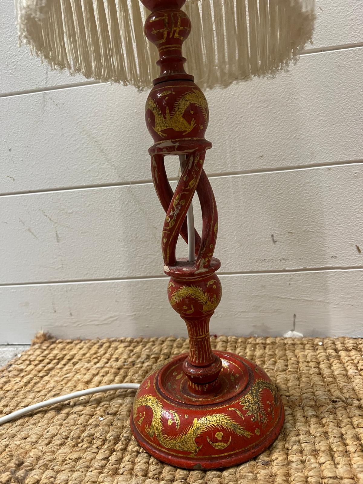 A paper Mache red table lamp - Image 2 of 2