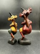 Two wooden painted Chinese mythical creatures