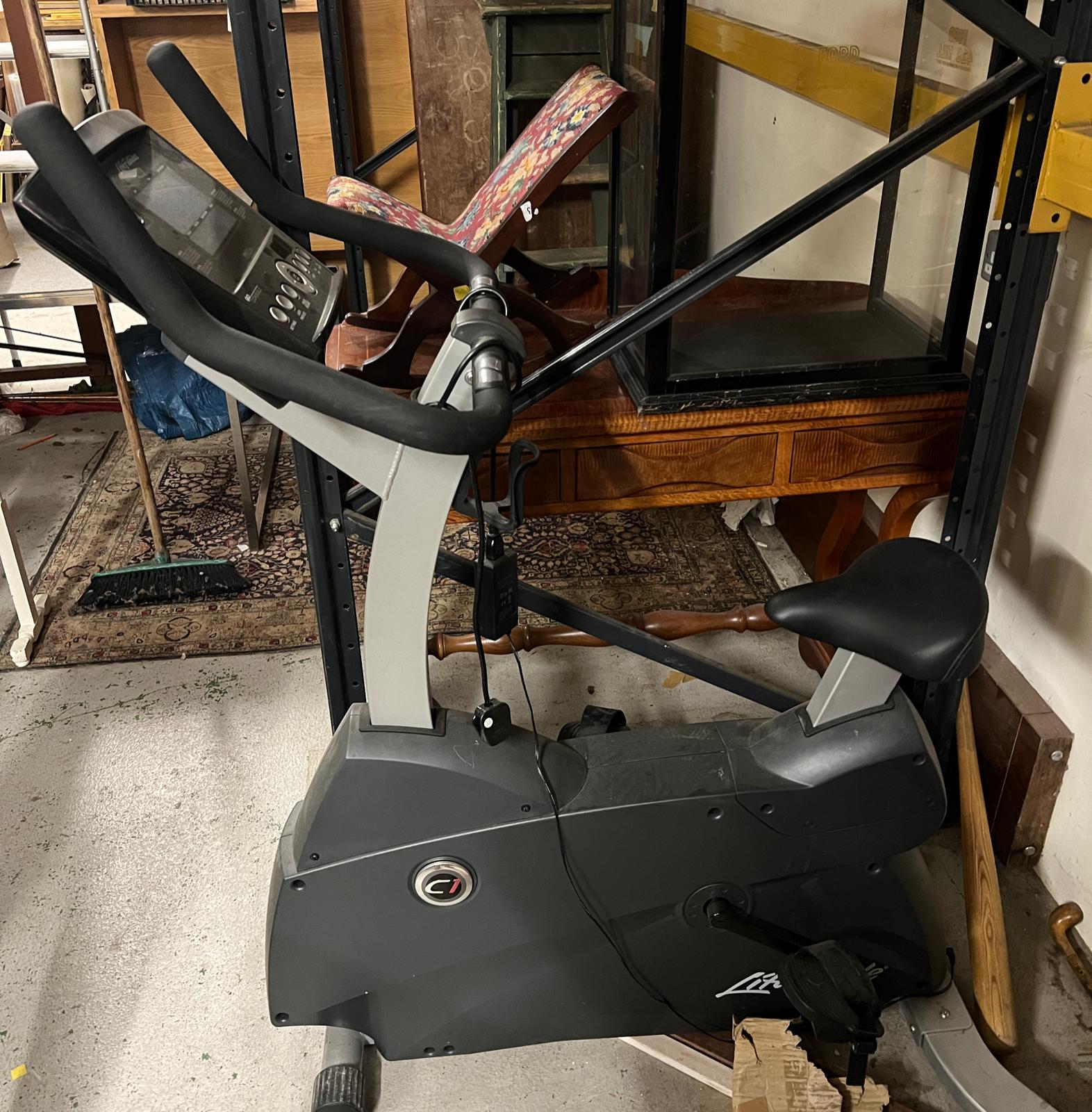 A Life Fitness C1 exercise bike with Go Console