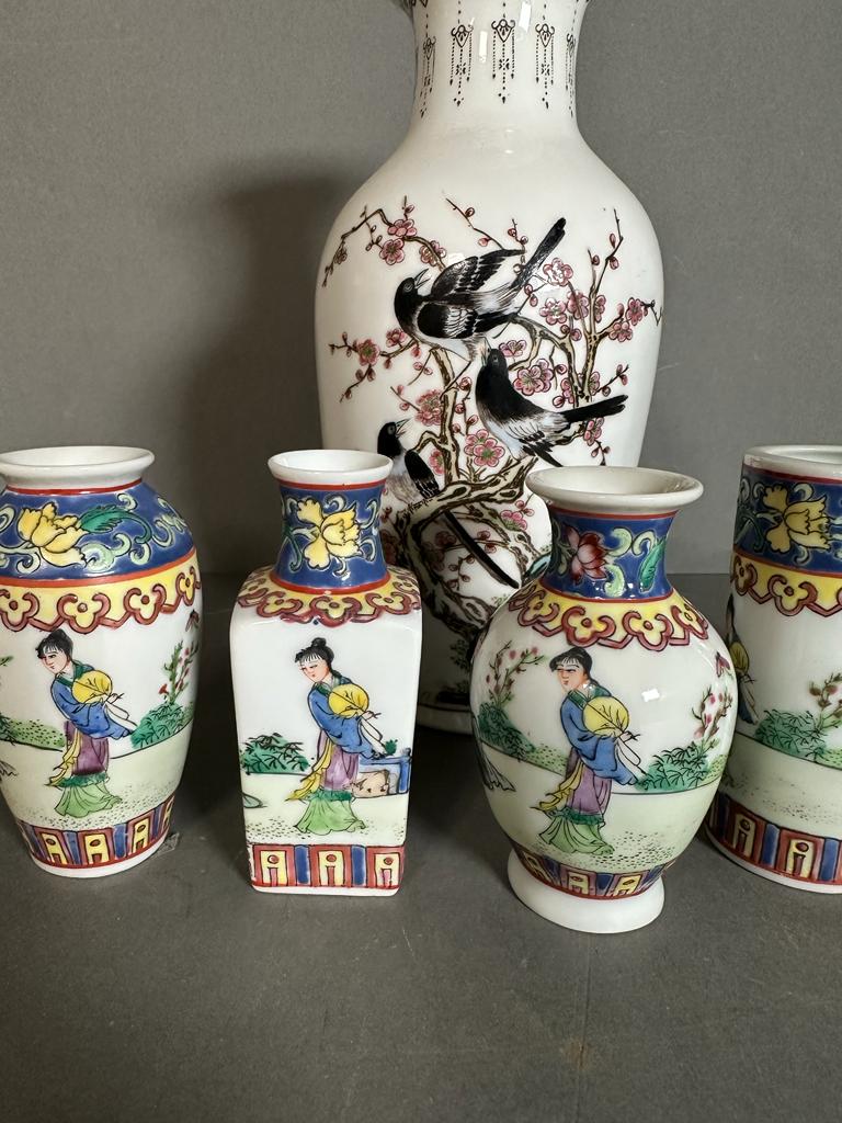 A selection of miniature Chinese vases and one larger one - Image 4 of 6