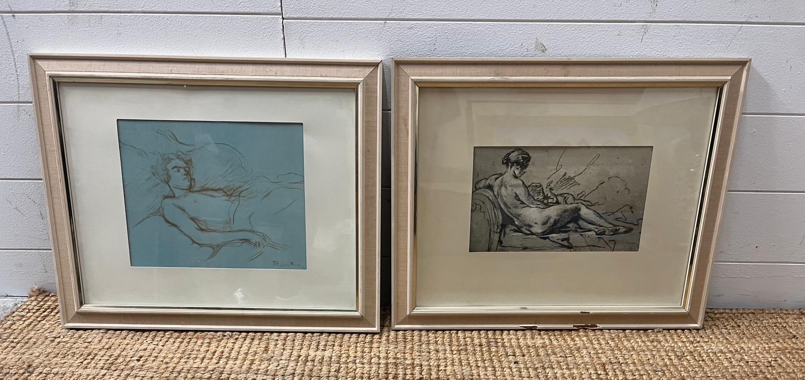 Two prints of life drawing sketches