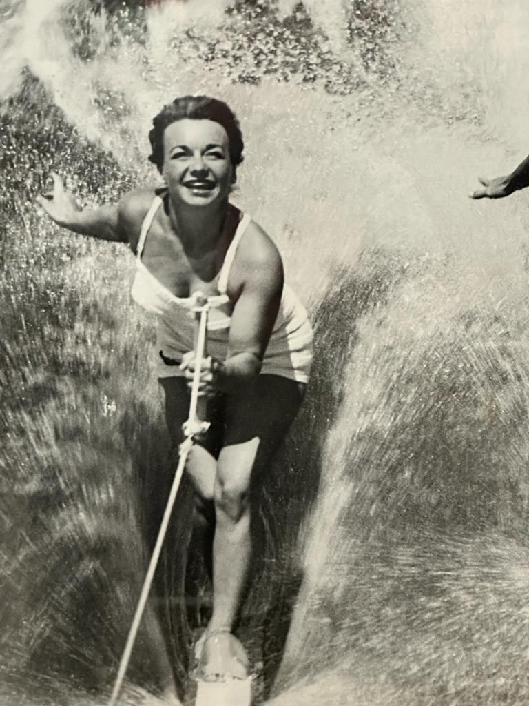 A framed black and white photograph of a 1950's water skiing party 69x49 - Image 2 of 5