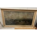 A large print of a battle field scene, signed bottom left Baker 70cm x 128cm