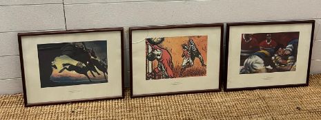 Three sporting prints (45cm x 36cm)