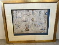 Jo Jo MAC (20th Century) Egyptian Composition, Mixed media, Signed and dated '99 lower right, 17"
