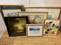 A selection of prints, watercolour and pencil drawings