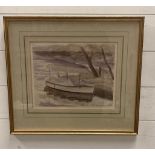 A watercolour of a river scene signed R C Caridine . Maidenhead 1926 (48cm x 43cm frame)