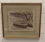 A watercolour of a river scene signed R C Caridine . Maidenhead 1926 (48cm x 43cm frame)