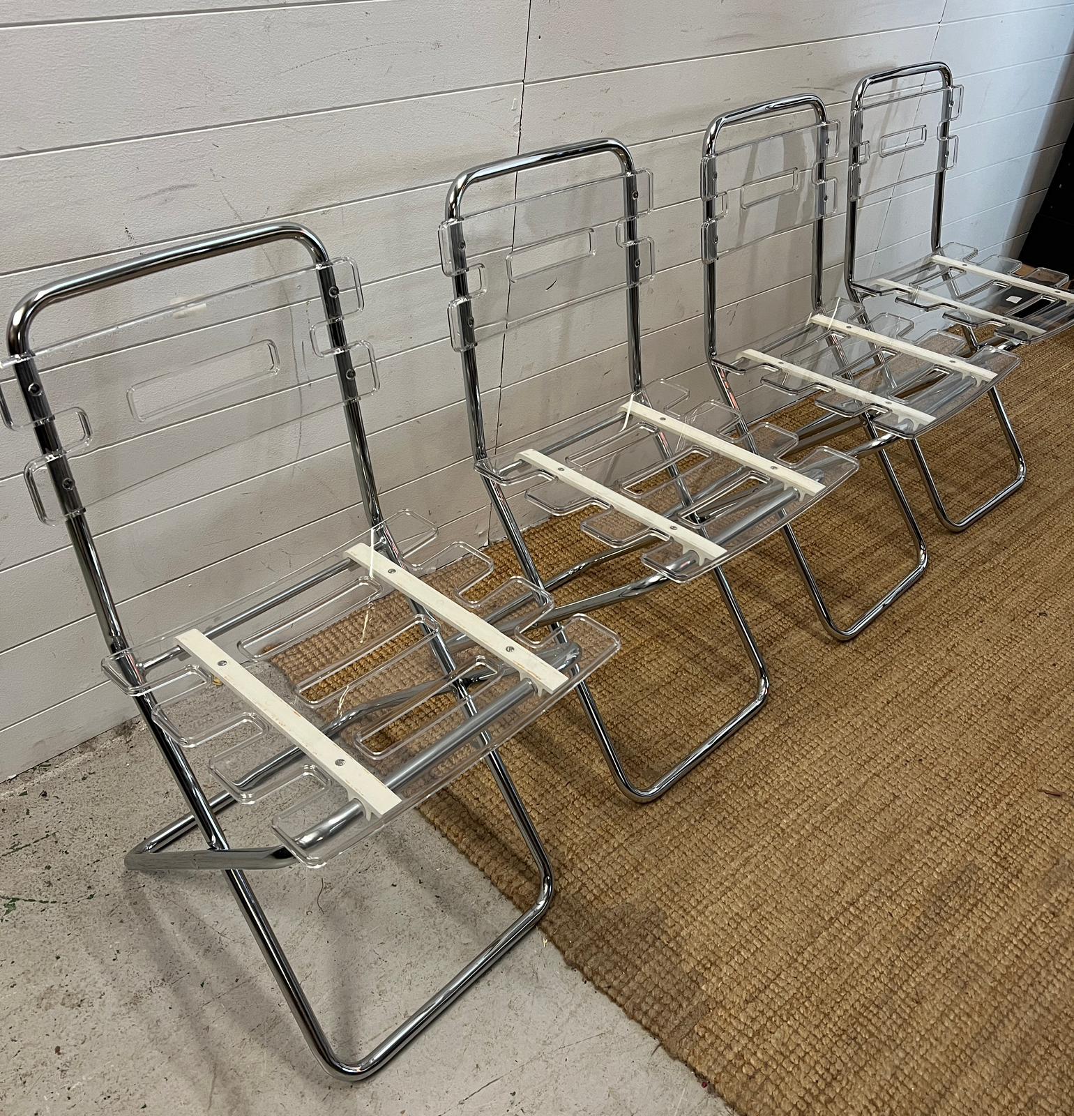 Four folding lolly chairs with acrylic clear seats - Image 3 of 4