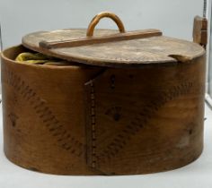 Scandinavian Bentwood tine box, this keepsake box has been used as a sewing box most recently