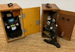 Two cased vintage microscope instrument