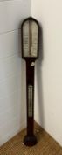 A Mid Victorian figured walnut stick barometer