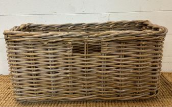A wicker magazine rack or occasional basket (30cm x 60cm x 27cm)