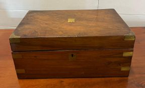 A mahogany writing box, brass banding AF