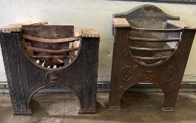 Two Victorian cast iron fire grates (one AF)