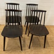 Four spindle back Bentwood dining chairs in the style of Folke Palsson Y77 FDB Mobler Denmark