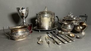 A selection of silver plated items to include tea service etc.