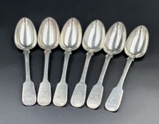 A set of six Victorian Irish silver teaspoons, hallmarked for Dublin 1848, makers mark for John