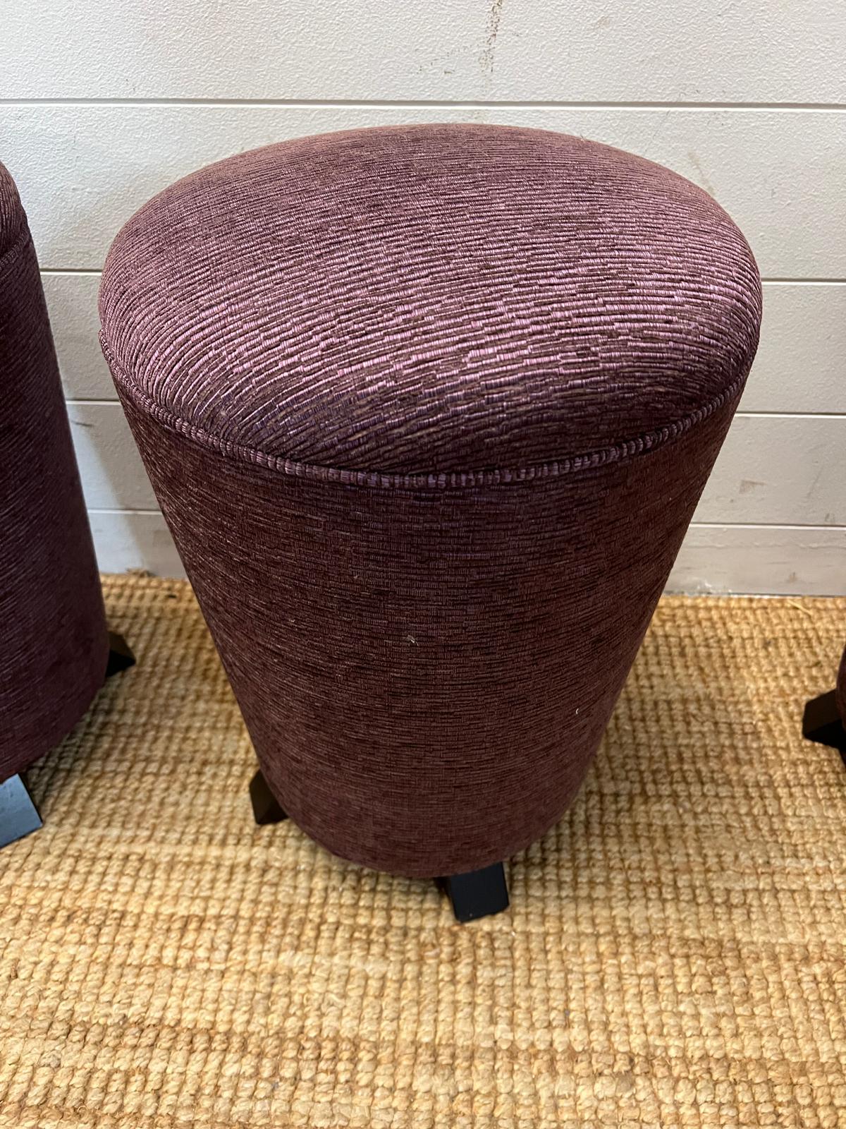 Three low velvet stools (H50cm Dia32cm) - Image 2 of 3