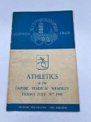 Official programme London Olympiad 1948 athletics, Friday July 30th 1948 signed by the winner of
