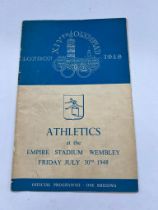 Official programme London Olympiad 1948 athletics, Friday July 30th 1948 signed by the winner of