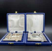 Two boxed silver ashtrays, approximate total weight 126g, hallmarked for Birmingham 1972 J B
