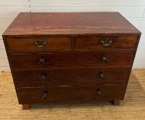 Two over three antique pitch pine chest of drawers
