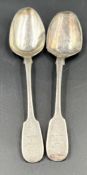 Irish silver: Two Victorian silver spoons, hallmarked for Dublin 1859, approximate weight 52g,