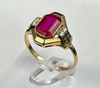 A ruby ring, size M with makers mark to shank. Size M.